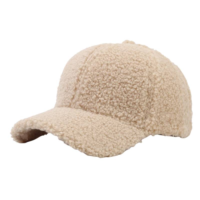 Hut Damen Herbst und Winter einfarbig Lammwolle Baseballmütze warme Mütze Retro gebogene Sonnenhut One Size khaki von Joom DACH