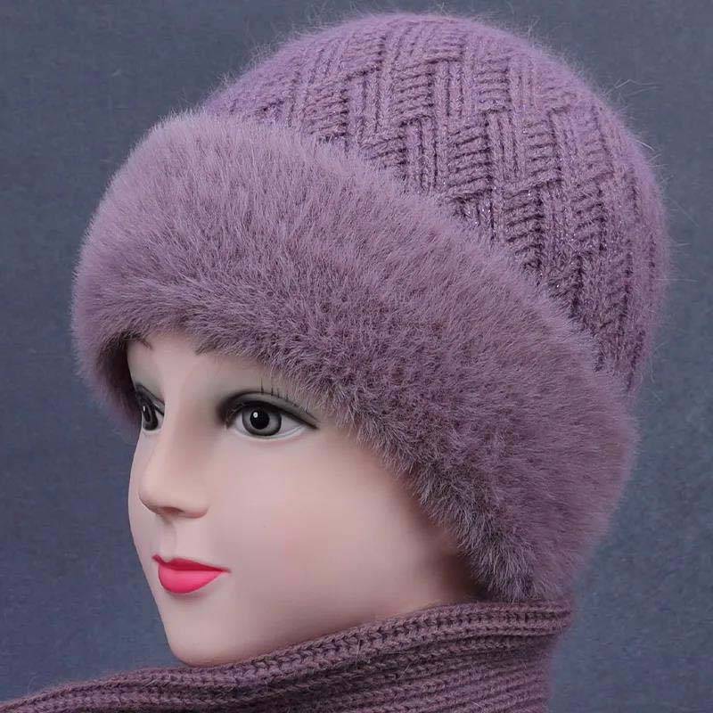 Hut Damen Winter Wärme und Dicker Samt Alte Dame Kaninchen Wollmütze Mutter Hut one size von Joom DACH