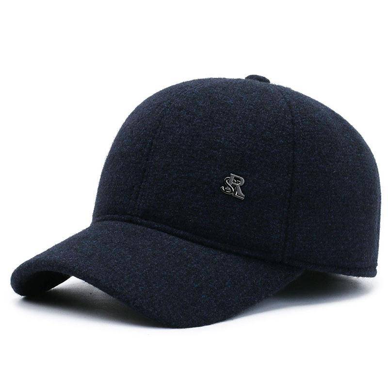 Hut Herren Herbst und Winter Wolle Baseballkappe Vielseitige Mittelalte und Ältere Fleece Warme Mütze Papa's Ohrenschutzkappe Adjustable dunkelblau von Joom DACH