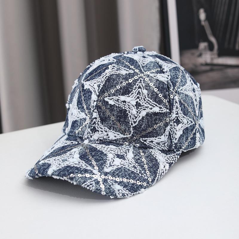 Hut Mädchen Frühling Sommer Stern Glitzer Strass Seide Baseballkappe Modisch Sonnenschutz und Sonnenschirm Entenschnabelkappe schwarz von Joom DACH