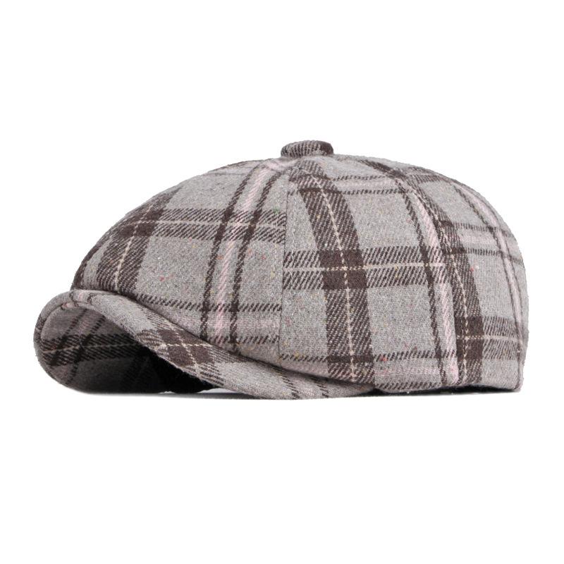 Hut Männer Autumnwinter Warm Britischen Retro Achteckigen Hut Plaid Baskenmütze Frauen Zeitungsjunge Mütze Gatsby Maler Hüte Gorro Hombre Boina licht kaffee von Joom DACH