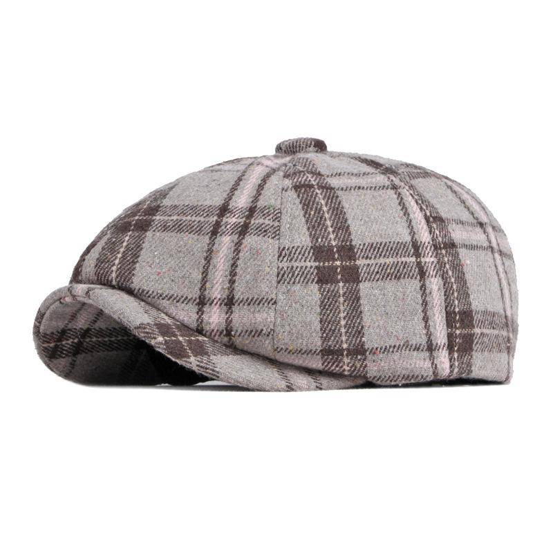Hut Männer Autumnwinter Warm Britischen Retro Achteckigen Hut Plaid Baskenmütze Frauen Zeitungsjunge Mütze Gatsby Maler Hüte Gorro Hombre Boina licht kaffee von Joom DACH