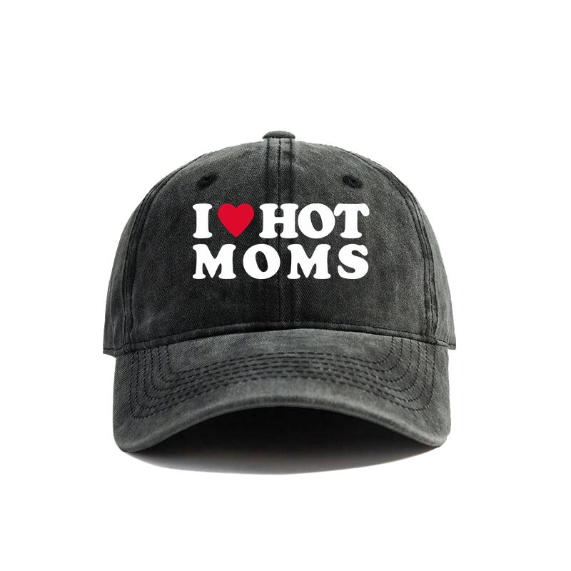 I Love Hot Moms Baseballkappe, Sommer-Distressed-Dad-Hüte, Unisex, Damen, Outdoor, verstellbare Kappen MZ-477 von Joom DACH