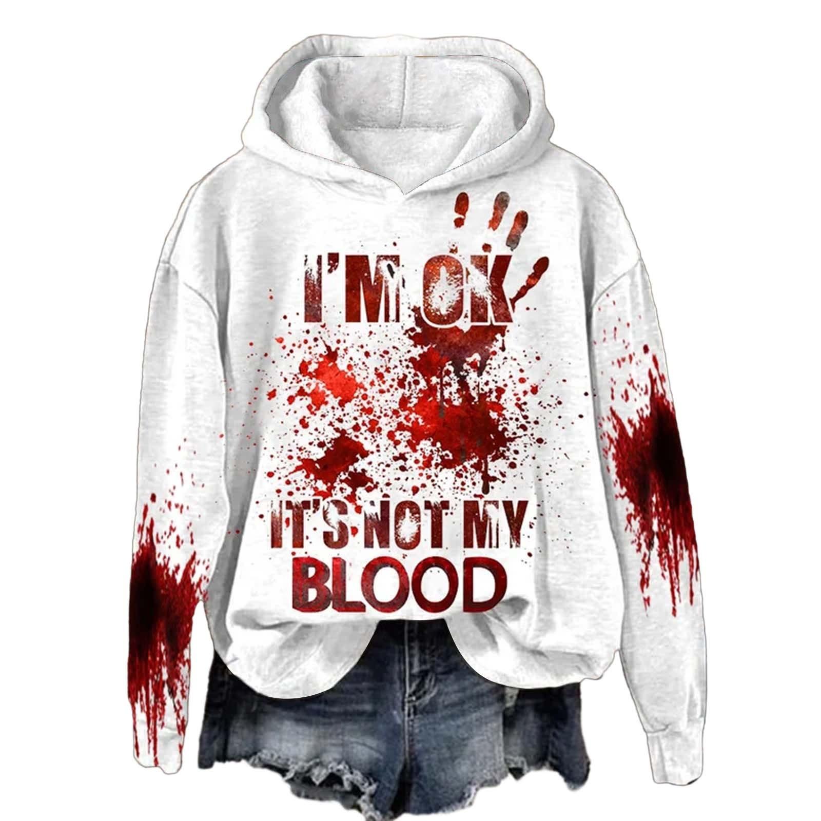 I'M Ok, It'S Not My Blood, bedrucktes, lässiges, süßes Langarmshirt für Damen, Shirts für Damen, langärmelig, lässig 2XL von Joom DACH