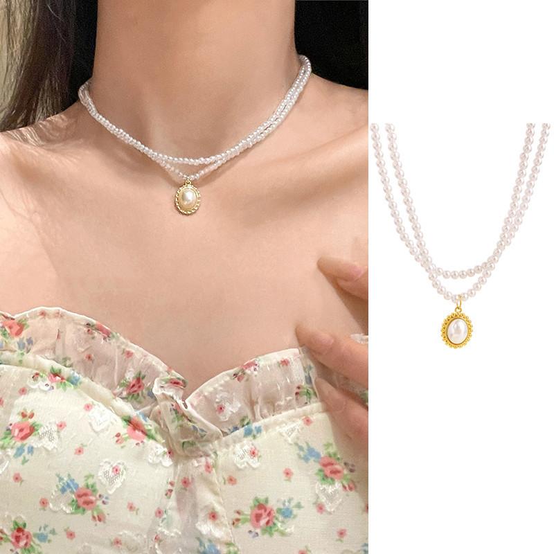 IF ME Einfache Halskette mit Kleeblatt-Tulpen für Frauen, Kristall, Kunstperlen, Halsketten, Silberkette, Zubehör, Schmuck 27 von Joom DACH