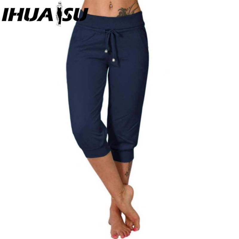 IHUASU 10 Farben Damenmode Lässig Einfarbig Print Hosen & Caprihosen M navy blau von Joom DACH