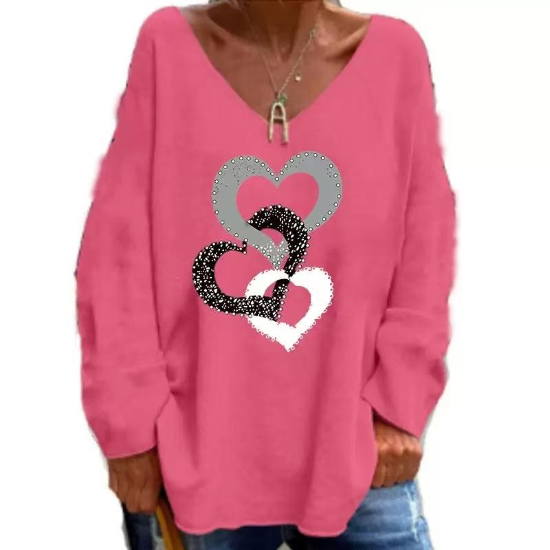 IHUASU Herbst Winter Damen Einfarbig V-Ausschnitt Langarm Locker Lässig Bequem T-Shirt Top M von Joom DACH