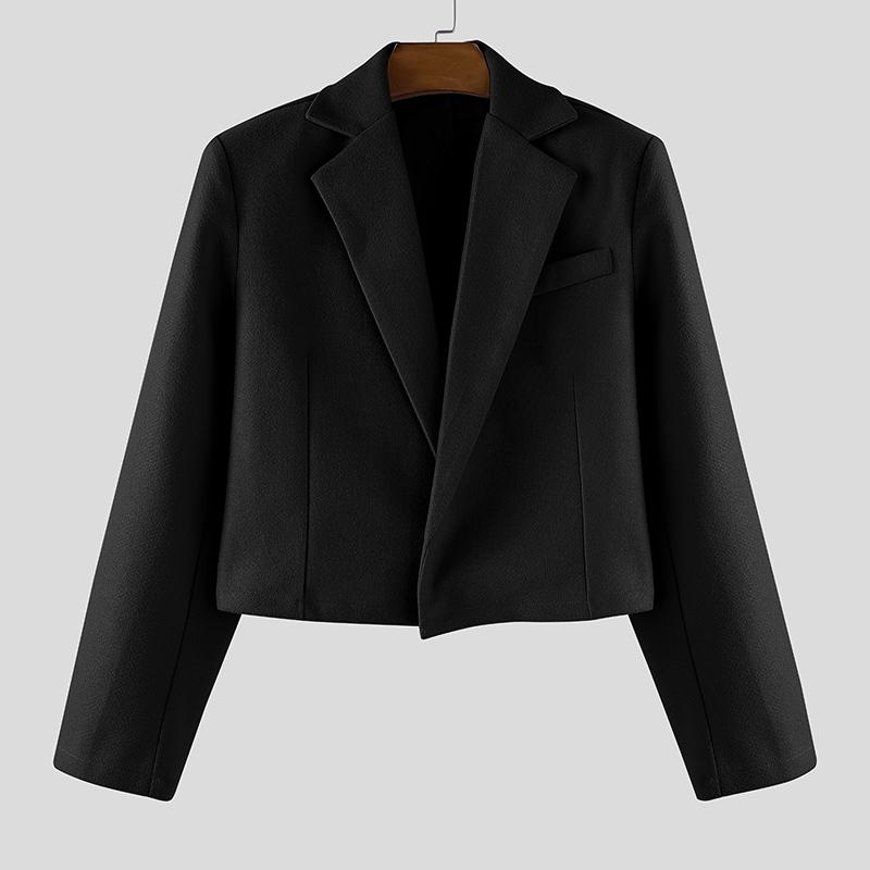 INCERUN Herbst Winter Herren Langarm Melton Kurze Blazer Mäntel 2XL schwarz von Joom DACH