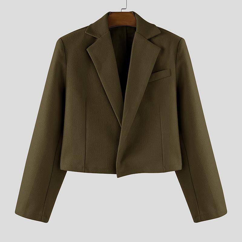 INCERUN Herbst Winter Herren Langarm Melton Kurze Blazer Mäntel 5XL grün von Joom DACH