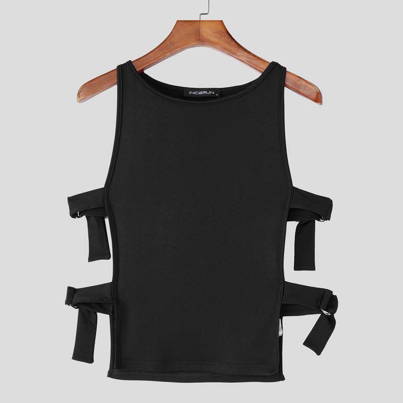 INCERUN Herren Ärmellose Tanktops mit Seitenausschnitt, Stretch, Figurbetont L schwarz von Joom DACH