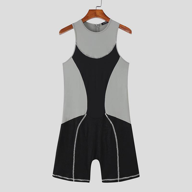 INCERUN Herren Einteiler Ärmelloser Body Männlich Nähte Fitness Turnanzug Strampler Pyjama M schwarz von Joom DACH
