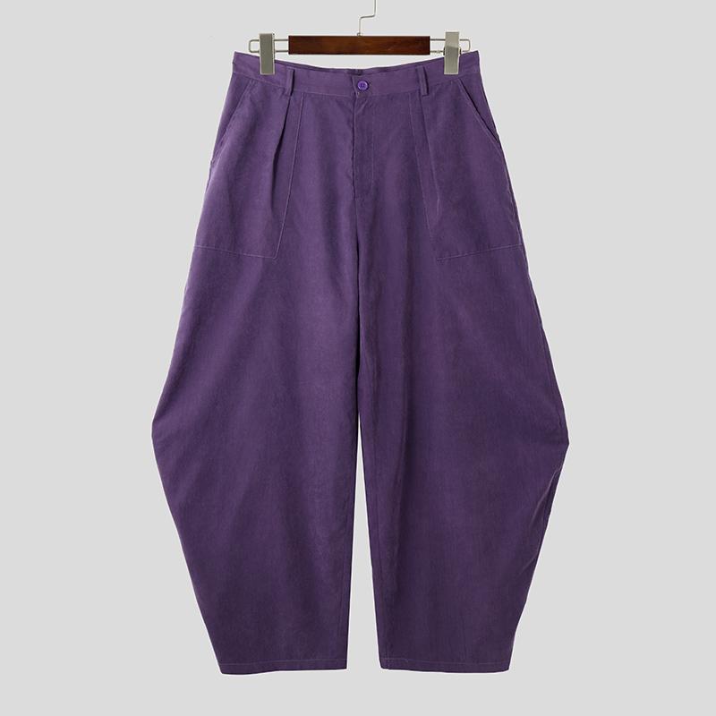 INCERUN Herren Hochbund Reißverschluss Knopfleiste Locker Lässig Baggy Hosen Lange Hosen 5XL violett von Joom DACH