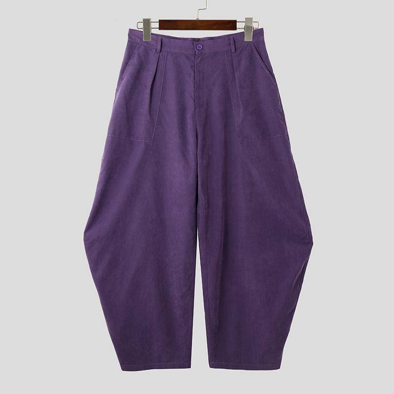 INCERUN Herren Hochbund Reißverschluss Knopfleiste Locker Lässig Baggy Hosen Lange Hosen 5XL violett von Joom DACH