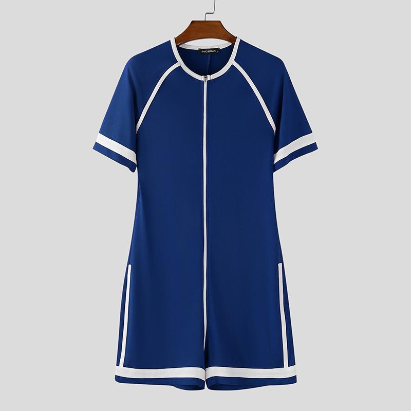 INCERUN Herren Kurzarm Stitching Figurbetonte Jumpsuits Romper Bodysuits Pyjama Homewear M von Joom DACH
