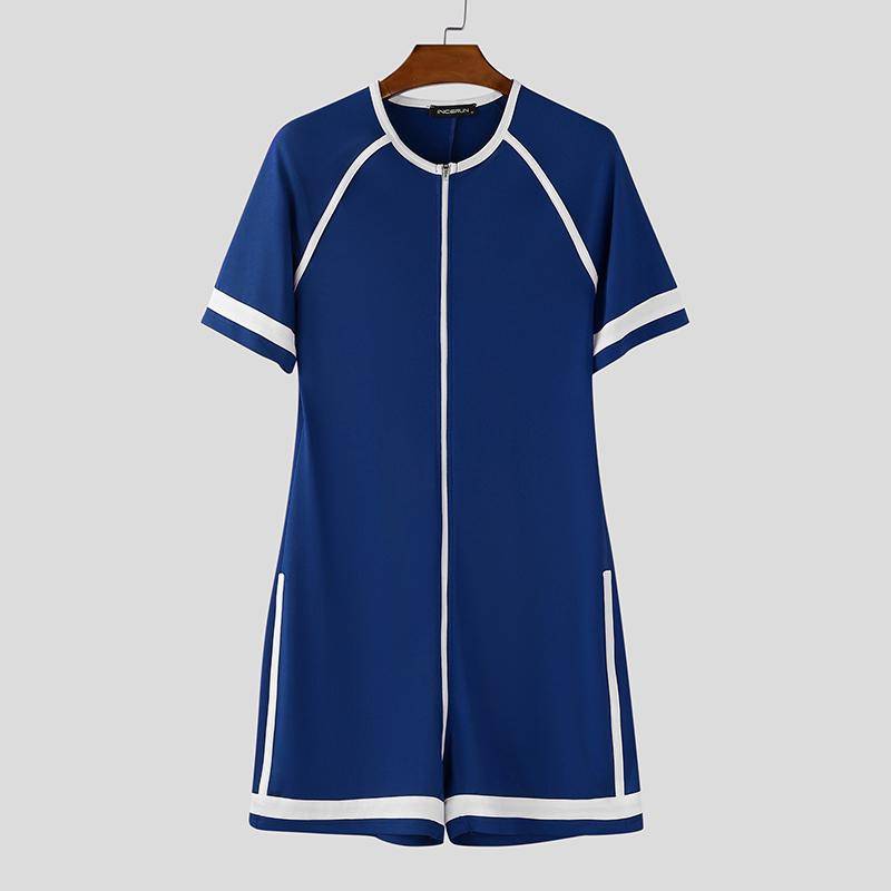 INCERUN Herren Kurzarm Stitching Figurbetonte Jumpsuits Romper Bodysuits Pyjama Homewear M von Joom DACH