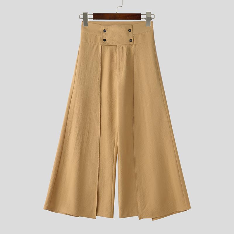 INCERUN Herren Reißverschluss Hohe Taille Lässig Lange Lagen Hose Gerade Hose S khaki von Joom DACH