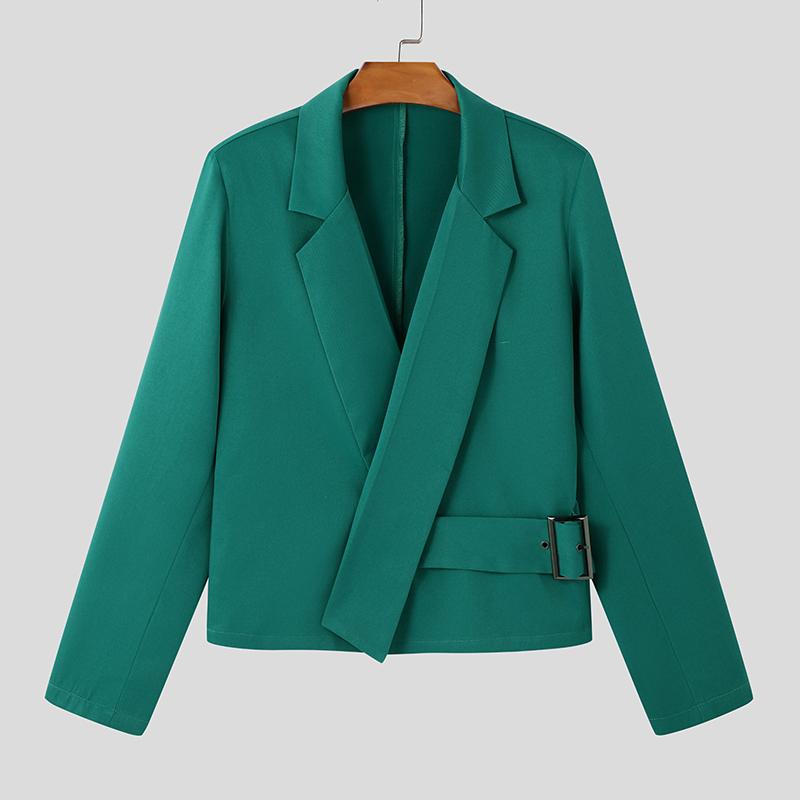 INCERUN Herren Revers Langarm Seitenband Kurzer Blazer Freizeitjacken 3XL grün von Joom DACH