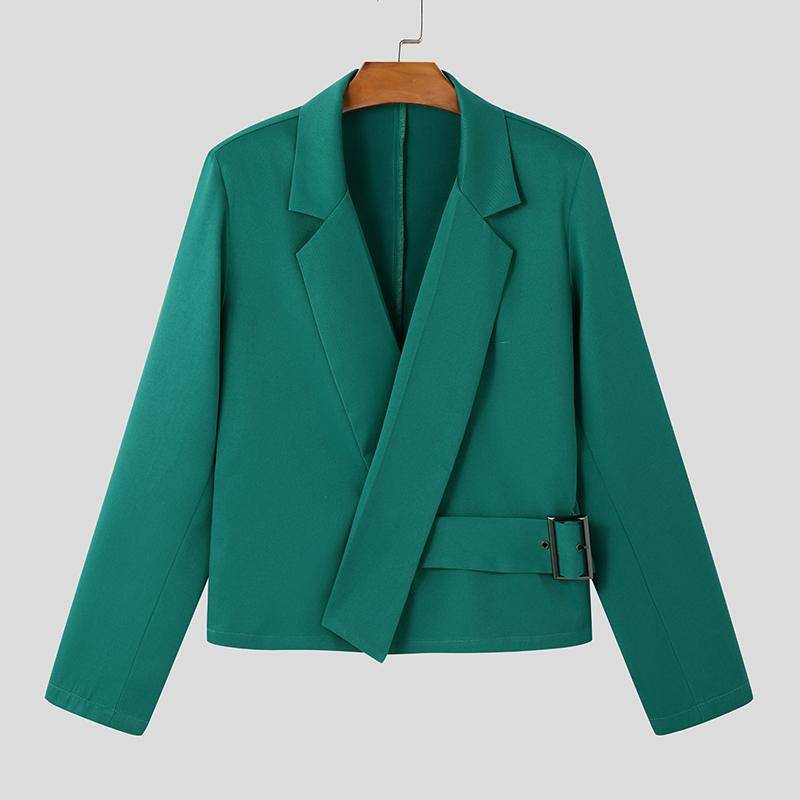 INCERUN Herren Revers Langarm Seitenband Kurzer Blazer Freizeitjacken 3XL grün von Joom DACH