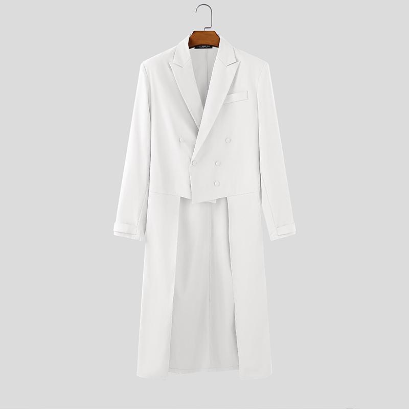 INCERUN Herren Reverskragen High Low Unregelmäßige Schlitze Lange Tunika Blazer Mäntel 4XL weiß von Joom DACH