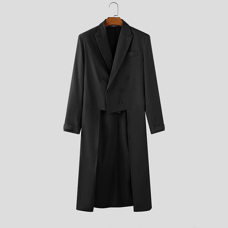 INCERUN Herren Reverskragen High Low Unregelmäßige Schlitze Lange Tunika Blazer Mäntel 5XL von Joom DACH