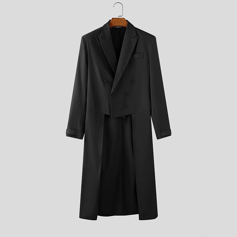 INCERUN Herren Reverskragen High Low Unregelmäßige Schlitze Lange Tunika Blazer Mäntel schwarz von Joom DACH