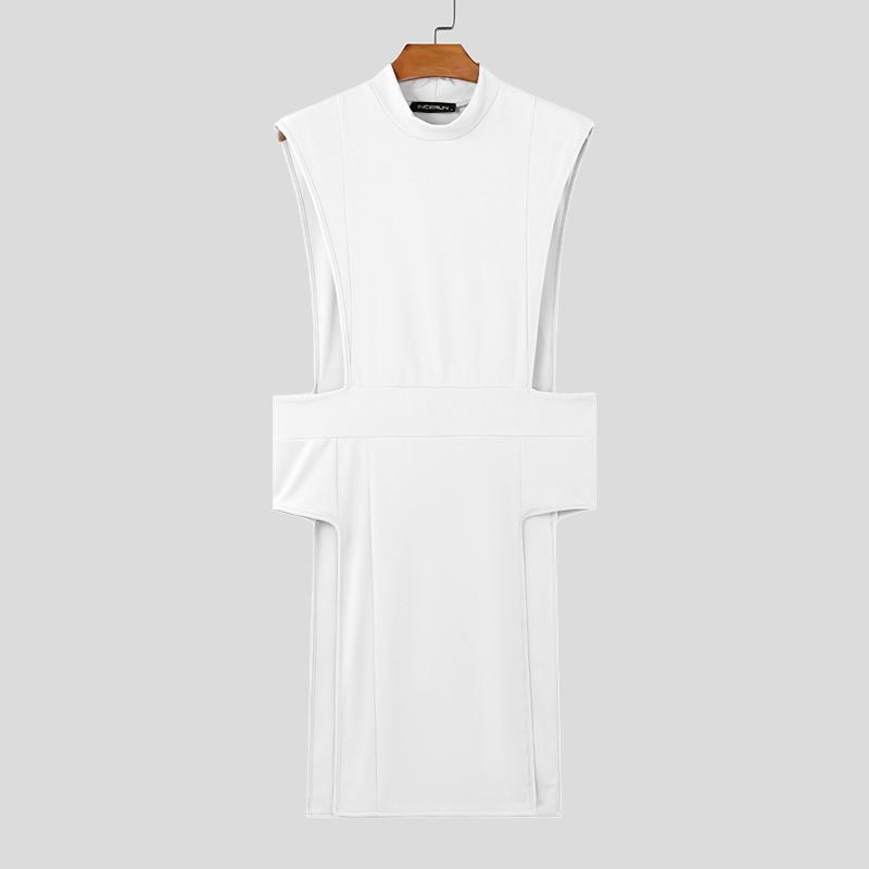 INCERUN Herren Sommer Ärmellos Einfarbig Tanktops Lässig Unregelmäßig Tunika T-Shirts 2XL weiß von Joom DACH