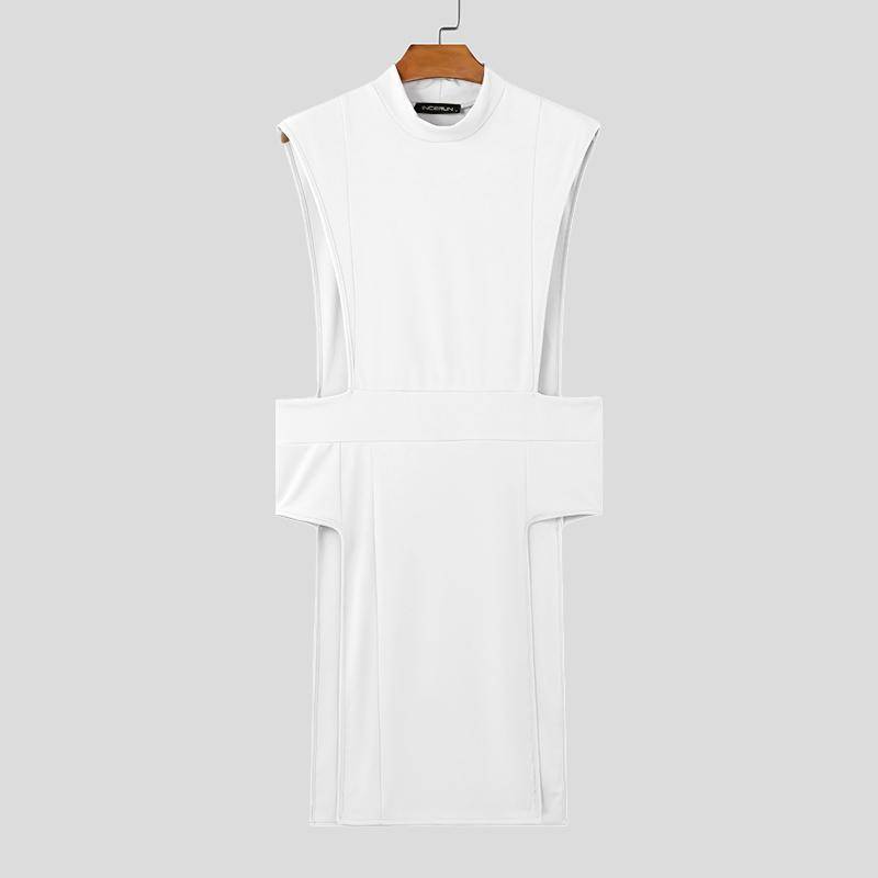 INCERUN Herren Sommer Ärmellos Einfarbig Tanktops Lässig Unregelmäßig Tunika T-Shirts 2XL weiß von Joom DACH