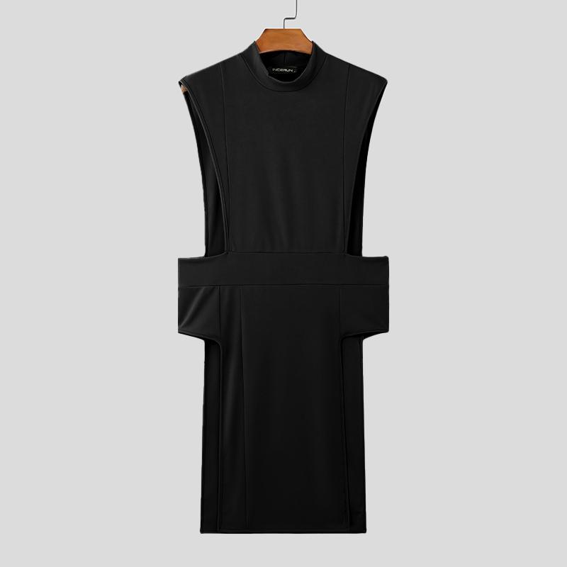 INCERUN Herren Sommer Ärmellos Einfarbig Tanktops Lässig Unregelmäßig Tunika T-Shirts 5XL schwarz von Joom DACH