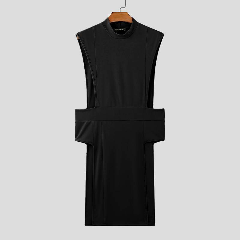 INCERUN Herren Sommer Ärmellos Einfarbig Tanktops Lässig Unregelmäßig Tunika T-Shirts 5XL schwarz von Joom DACH