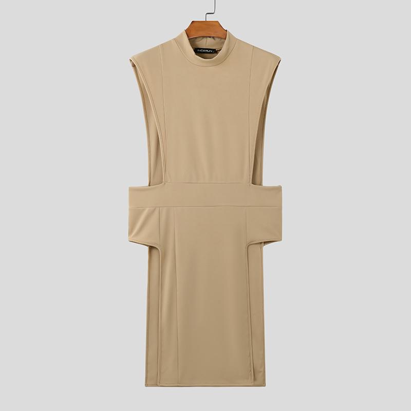 INCERUN Herren Sommer Ärmellos Einfarbig Tanktops Lässig Unregelmäßig Tunika T-Shirts M khaki von Joom DACH