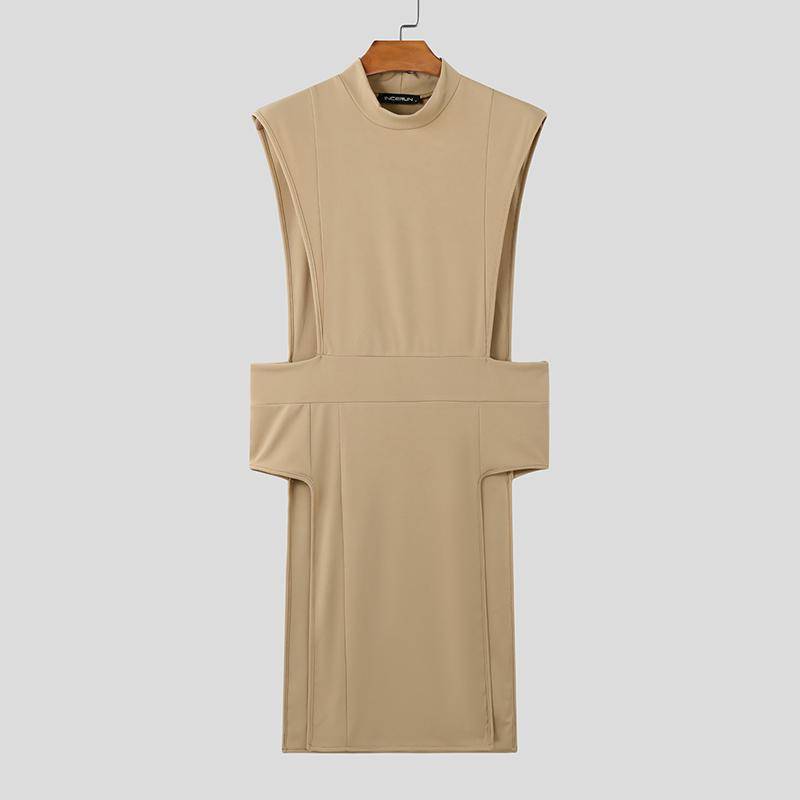 INCERUN Herren Sommer Ärmellos Einfarbig Tanktops Lässig Unregelmäßig Tunika T-Shirts M khaki von Joom DACH