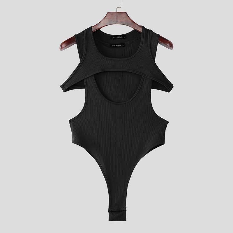 INCERUN Herren Tiefer U-Ausschnitt Ärmellos Figurbetonte Jumpsuits Overalls Body Unterwäsche 2XL schwarz von Joom DACH