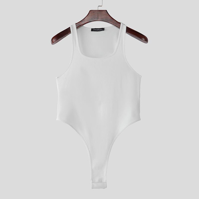 INCERUN Herren Unterwäsche U-Ausschnitt Ärmellos Rippenmuster Figurbetontes Trikot Jumpsuits S weiß von Joom DACH