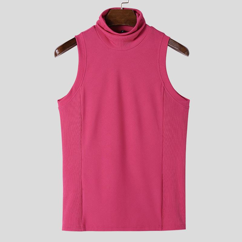 INCERUN Herren ärmellose Rollkragenpullover einfarbige Strickoberteile Westen XL rosa von Joom DACH