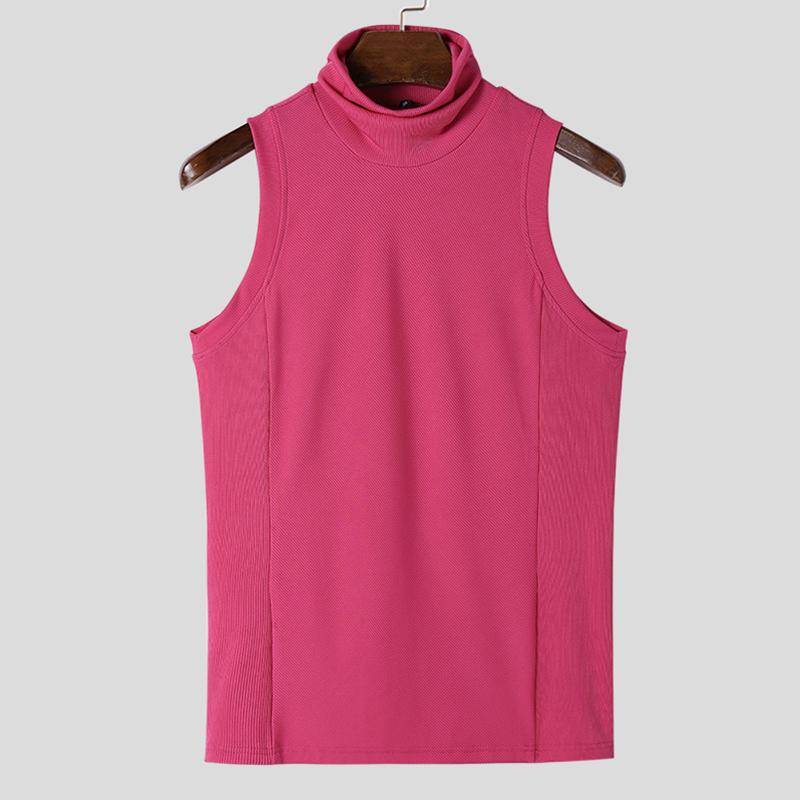 INCERUN Herren ärmellose Rollkragenpullover einfarbige Strickoberteile Westen XL rosa von Joom DACH