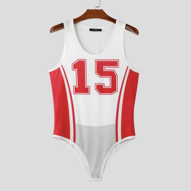 INCERUN Männer Ärmellose Brief Drucken Ausgestattet Overalls Strampler Bodys Homewear 3XL rot von Joom DACH