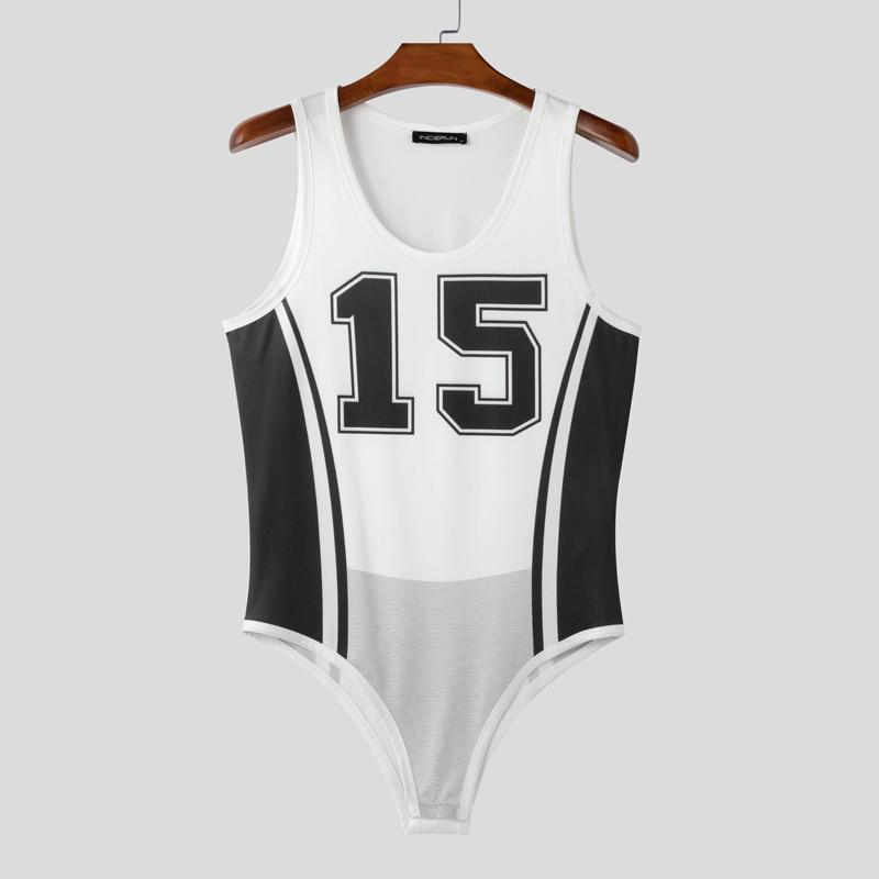 INCERUN Männer Ärmellose Brief Drucken Ausgestattet Overalls Strampler Bodys Homewear S schwarz von Joom DACH
