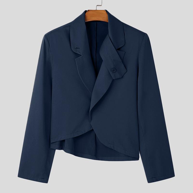 INCERUN Männer Revers Hals Langarm Offene Vorderseite Unregelmäßigen Blazer L dunkelblaue von Joom DACH
