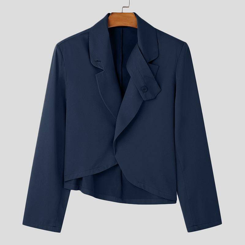 INCERUN Männer Revers Hals Langarm Offene Vorderseite Unregelmäßigen Blazer L dunkelblaue von Joom DACH