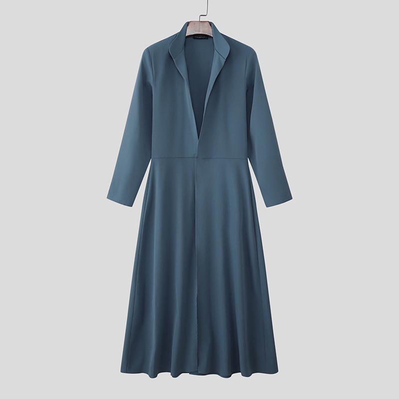 INCERUN Herren Stehkragen Langarm Ein-Knopf Lässige Geschlitzte Lange Tunika Oberteile Hemden L blau INCERUN Herren Stehkragen Langarm Ein-Knopf Lässige Geschlitzte Lange Tunika Oberteile Hemden L blau von Joom DACH