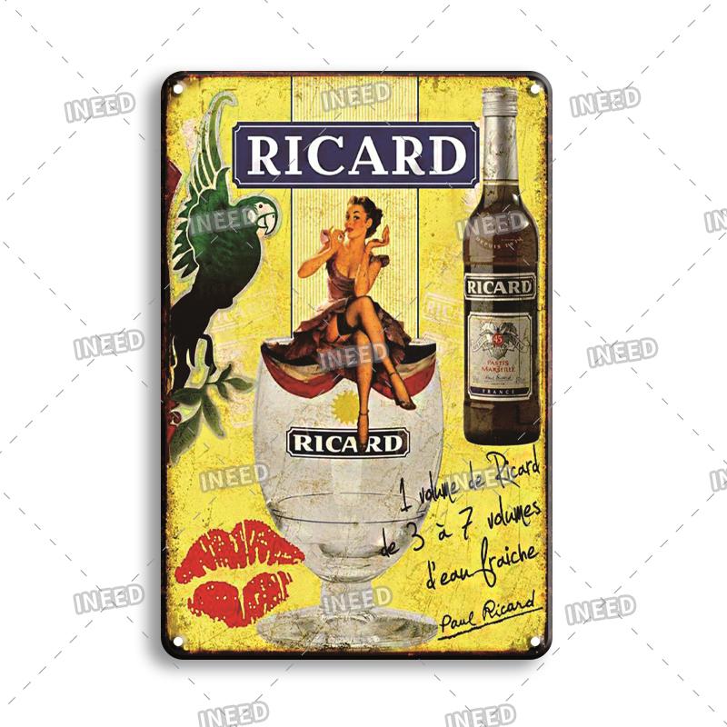 INEED Ricard Bier Retro Metallschild Poster Vintage Wandplakat Blechschild Dekorative Wandplatte Bar Pub Plakette Dekor Zubehör 20x30cm von Joom DACH