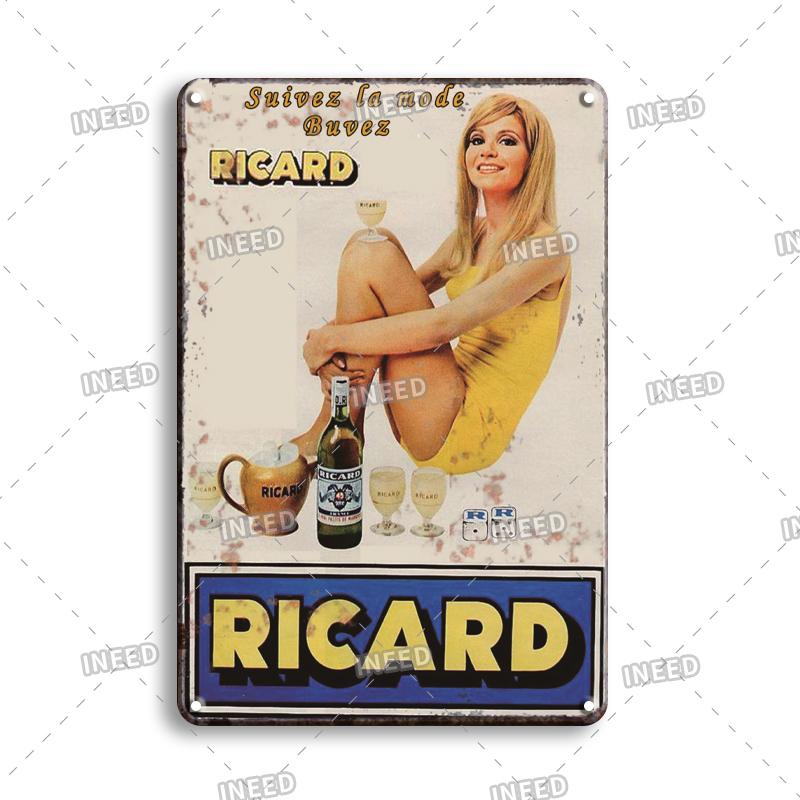 INEED Ricard Bier Retro Metallschild Poster Vintage Wandplakat Blechschild Dekorative Wandplatte Bar Pub Plakette Dekor Zubehör 20x30cm von Joom DACH