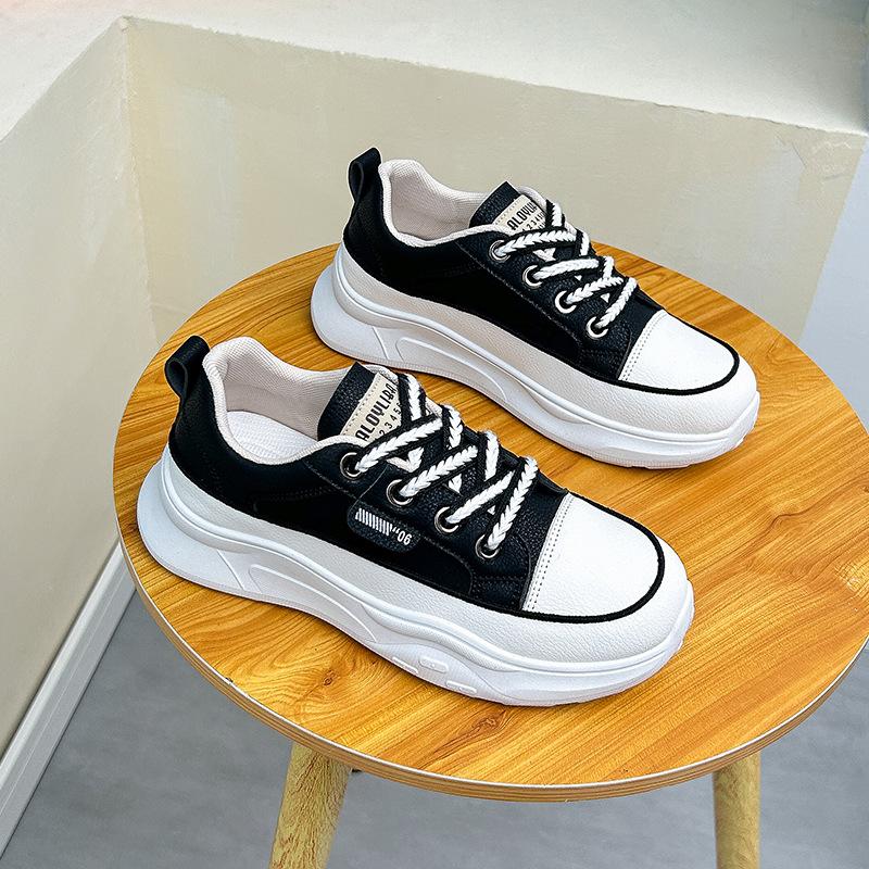 INS Trendy Koreanischen Stil Weiße Schuhe frauen Frühjahr Neue Leder Oberfläche Atmungsaktiv Student Turnschuhe Höhe Zunehmende Casual JH-6908 40 von Joom DACH