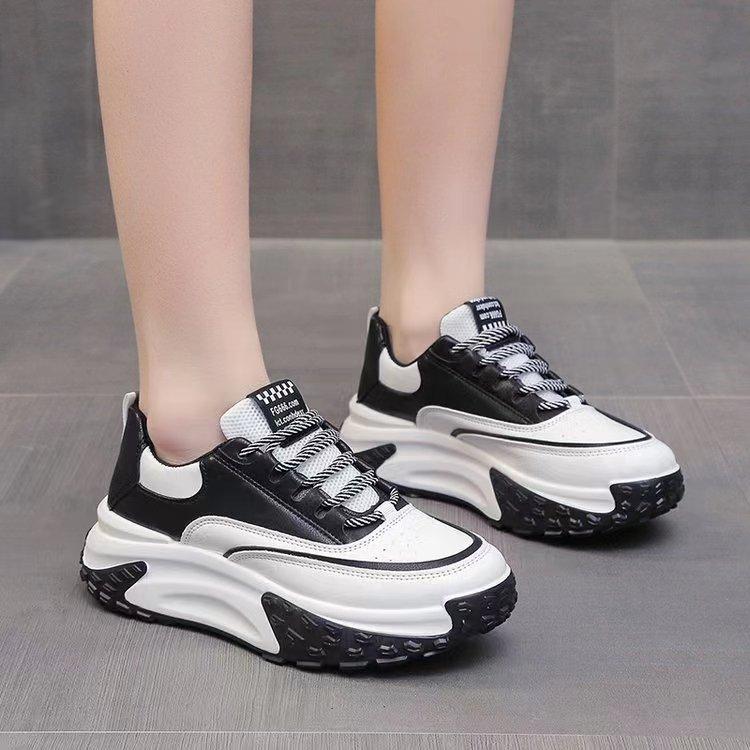 INS Trendy Spring New Casual Daddy Schuhe Damen All-Match Sneaker Platform Hidden Heel Schnürschuhe Damenschuhe 40 von Joom DACH