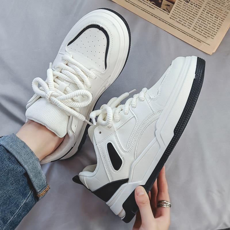 INS Weiße Schuhe mit dicker Unterseite und All-Match-Schuhen für Damen im Frühjahr, neue, niedrig geschnittene, leichte Sneaker, Modetrend, Freizeitschuhe für Studenten 40 schwarz von Joom DACH