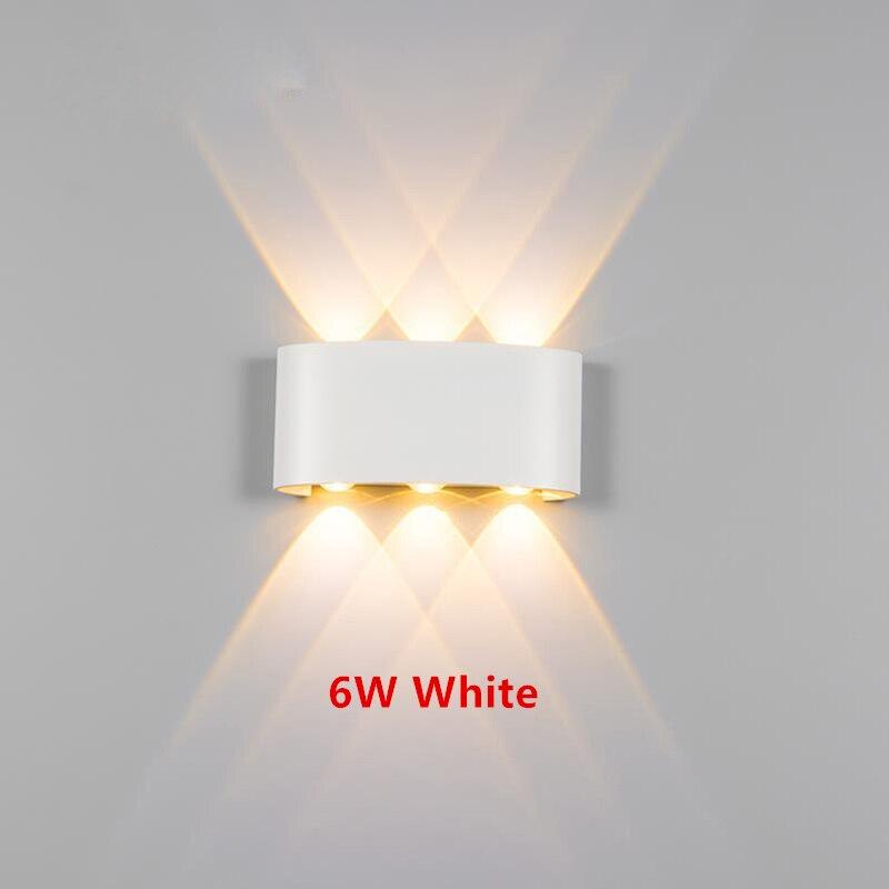 IP65 LED-Wandleuchte für den Außenbereich, wasserdicht, Gartenbeleuchtung, Aluminium, AC86-265, für Innenräume, Schlafzimmer, Wohnzimmer, Treppen, Wandleuchte 6W/white light weiß von Joom DACH