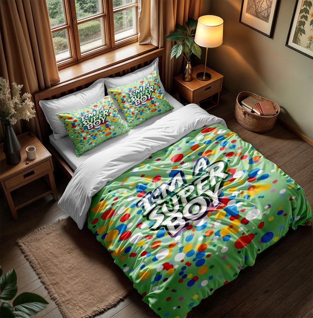 Ich bin ein Superjunge Slogan Bettbezug-Set ohne Bettlaken King Queen Double Full Twin Einzelgröße Bettwäscheset 135x200cm von Joom DACH