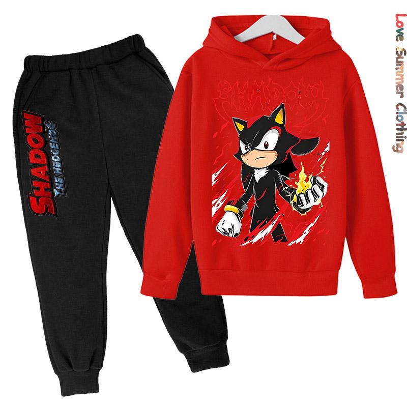 Igel Jungen Hoodie Trainingsanzug Charakter Hoodie HD Druck Schatten Herbst Sonic Kinder Mädchen Hoodie Set Alter 4-14 Dünnes Fleece Hoodie Set Trainingsanzug Polyester 110 von Joom DACH