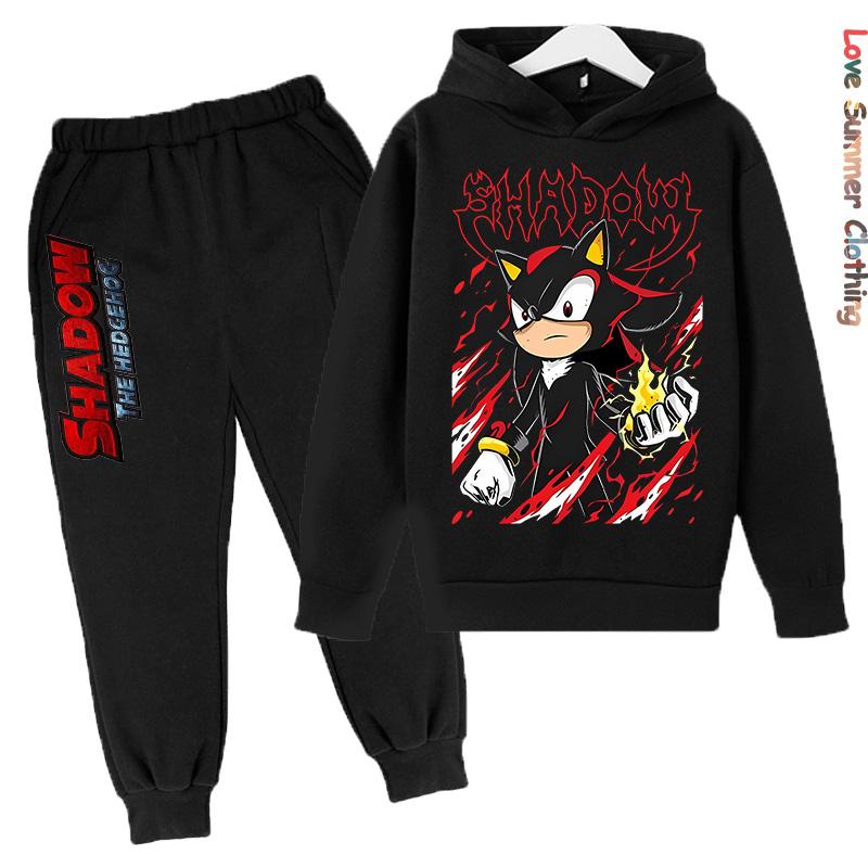 Igel Jungen Hoodie Trainingsanzug Charakter Hoodie HD Druck Schatten Herbst Sonic Kinder Mädchen Hoodie Set Alter 4-14 Dünnes Fleece Hoodie Set Trainingsanzug Polyester 120 von Joom DACH