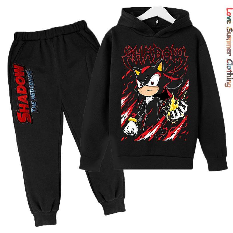 Igel Jungen Hoodie Trainingsanzug Charakter Hoodie HD Druck Schatten Herbst Sonic Kinder Mädchen Hoodie Set Alter 4-14 Dünnes Fleece Hoodie Set Trainingsanzug Polyester 120 von Joom DACH